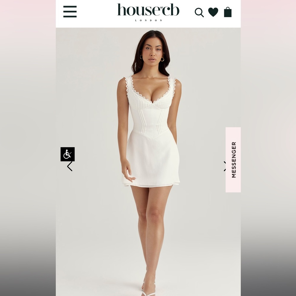 House of CB white pin tuck mini dress (Regular cups)